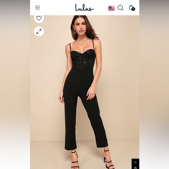 🖤❤️ Lulu’s Iconic black sequin and embroidered jumpsuit 🖤❤️ - Picture 1 of 4